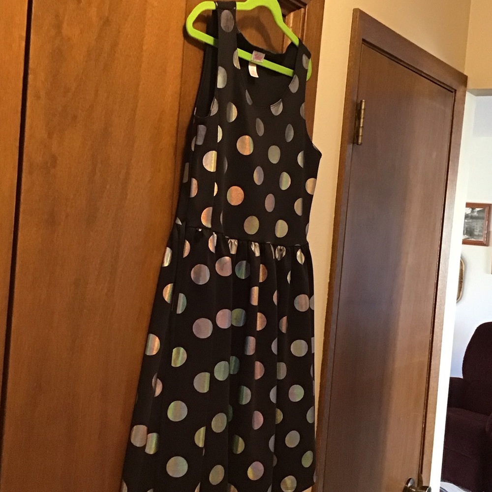 Justice Black Dress with Iridescent Polka Dots size 16 girl’s